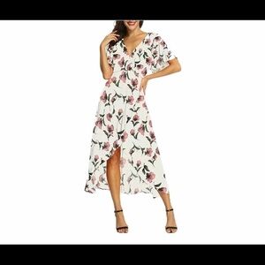 Azalosie floral fitter sleeve hi low dress. Sz XS